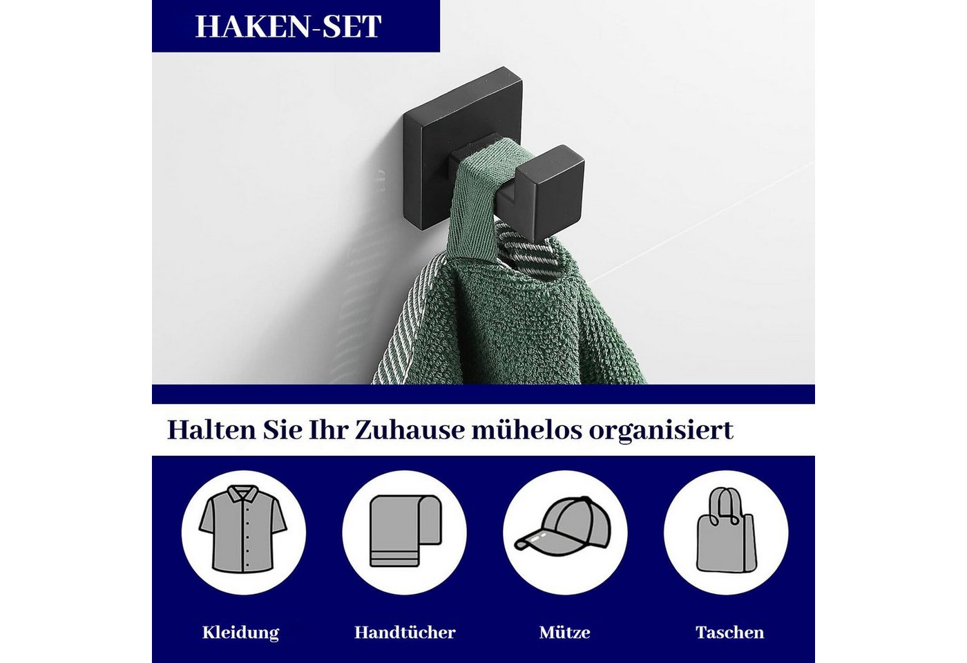 BlingBin Badezimmer-Set Edelstahl Matt Handtuchhalter Set 5 Stücke 60CM Handtuchhalter, (5tlg, 5-St), 5-teiliges Bad Hardware Set, Perforiert, Wandmontage, Küche Bad Bild 5
