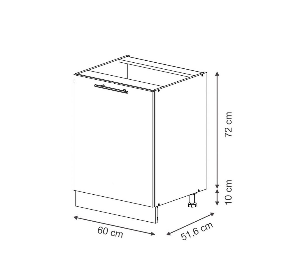Vicco Unterschrank Fame-Line, Weiß Hochglanz/Weiß, 60 cm 1 Tür ohne Arbeitsplatte (1-St) Bild 2