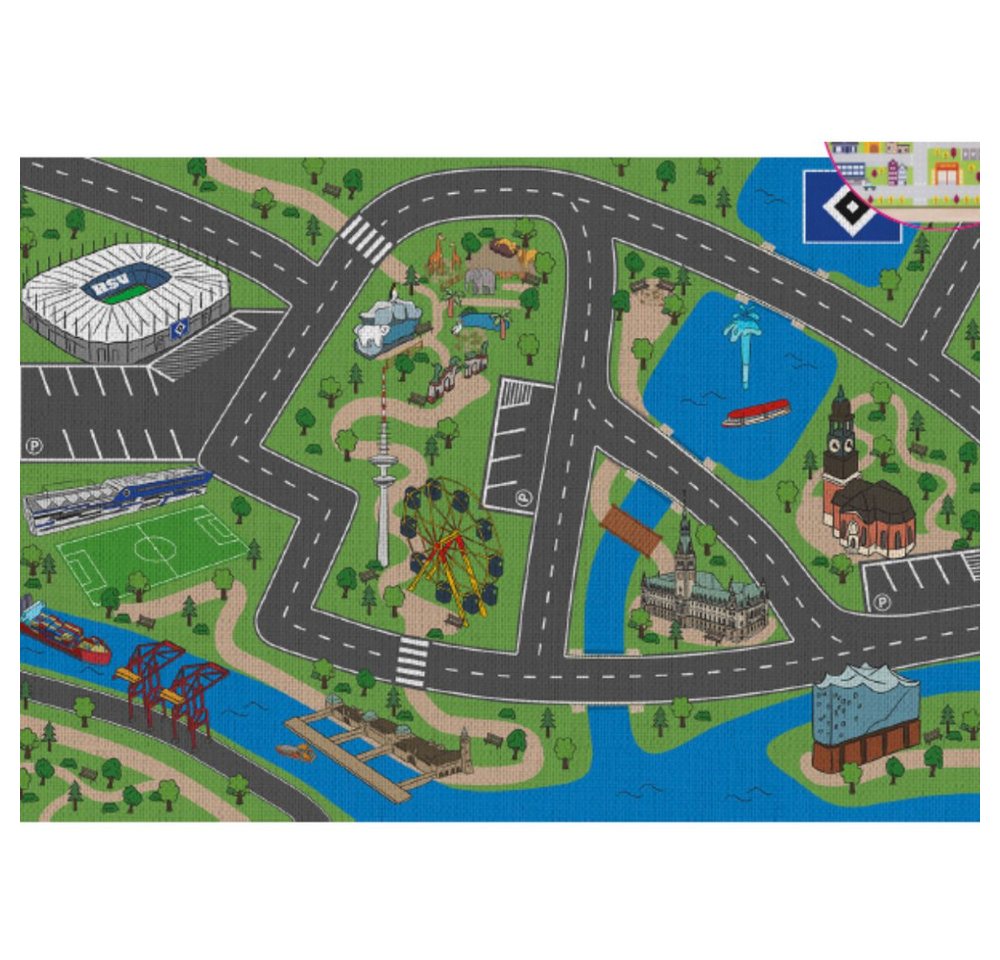 VertriebsArena GmbH Kinderteppich HSV Spielteppich, Höhe: 0 mm