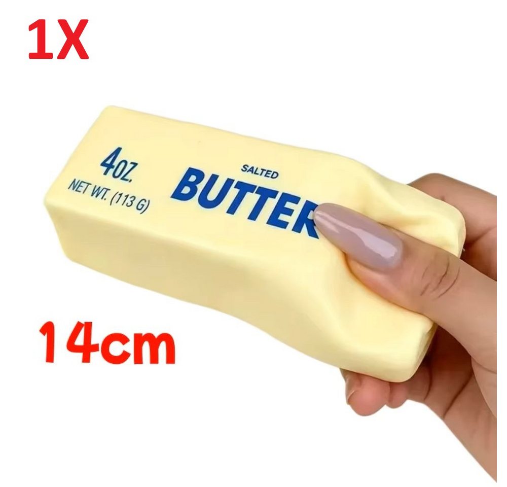 OLi Therapieknete Squishy Butter – Weiche dehnbare Knetmasse (113 G) (weicher Slow Rising Squishy im lustigen Butter-Design, 1-tlg., L-13,3cm / B-3,5cm), Anti-Stress, Spielspaß für Kinder & Erwachsene