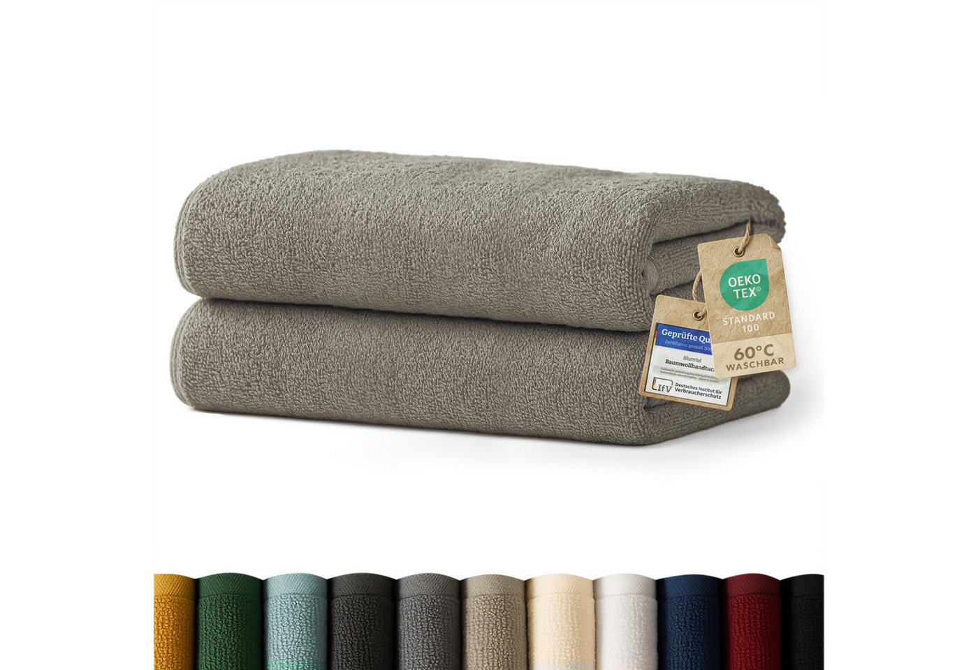 Blumtal Badetücher 2er-Set Premium Frottier-Badetuch in 70x140cm, 100% Baumwolle, Baumwolle (2X (70x140 cm), 2-St), Oeko-TEX zertifiziertes Badetuch - saugstarkes Frottiertücher Set Bild 3