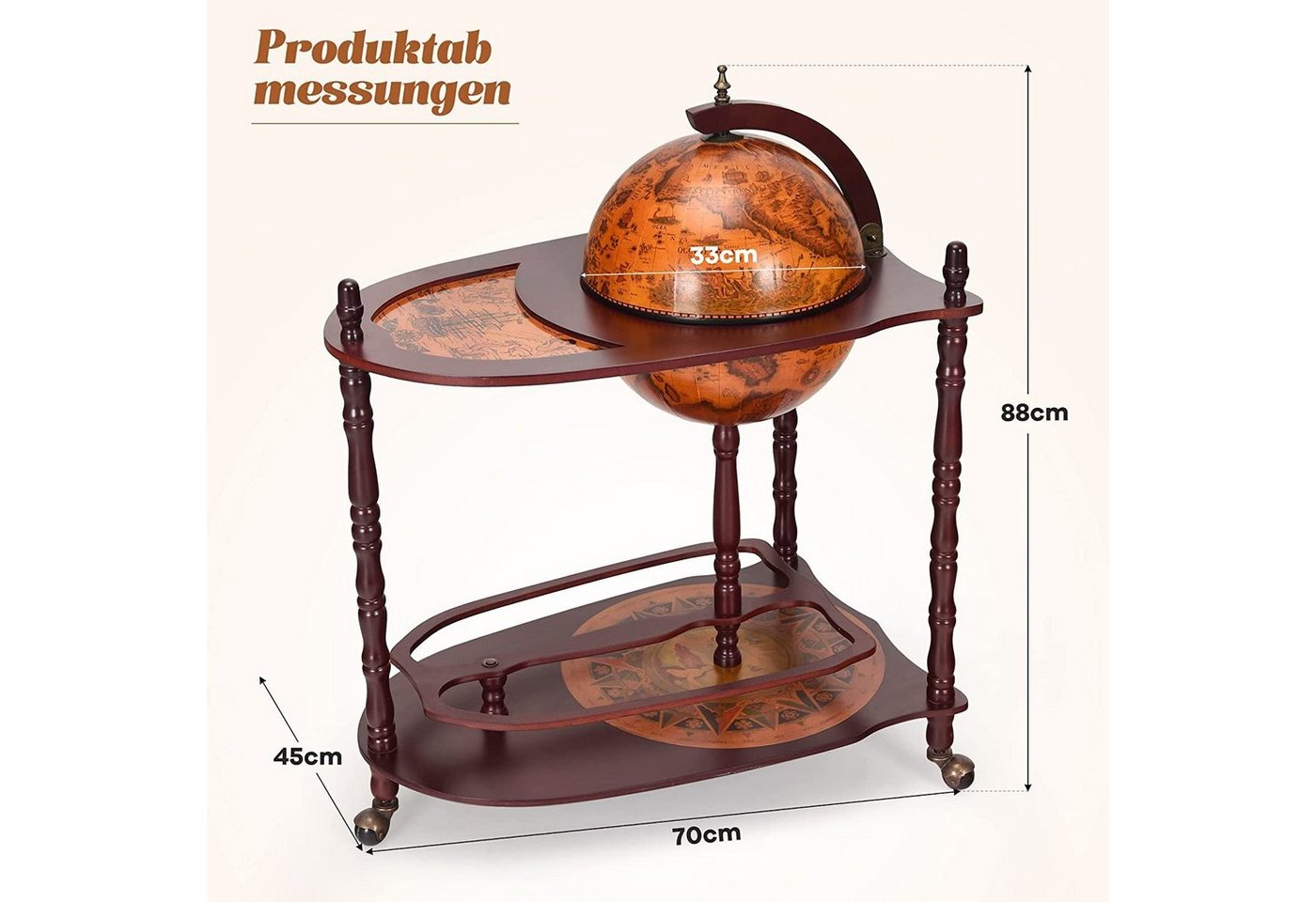 COSTWAY Weinregal Flaschenregal, Mit 3 Rollen, mit Tischplatte Bild 3