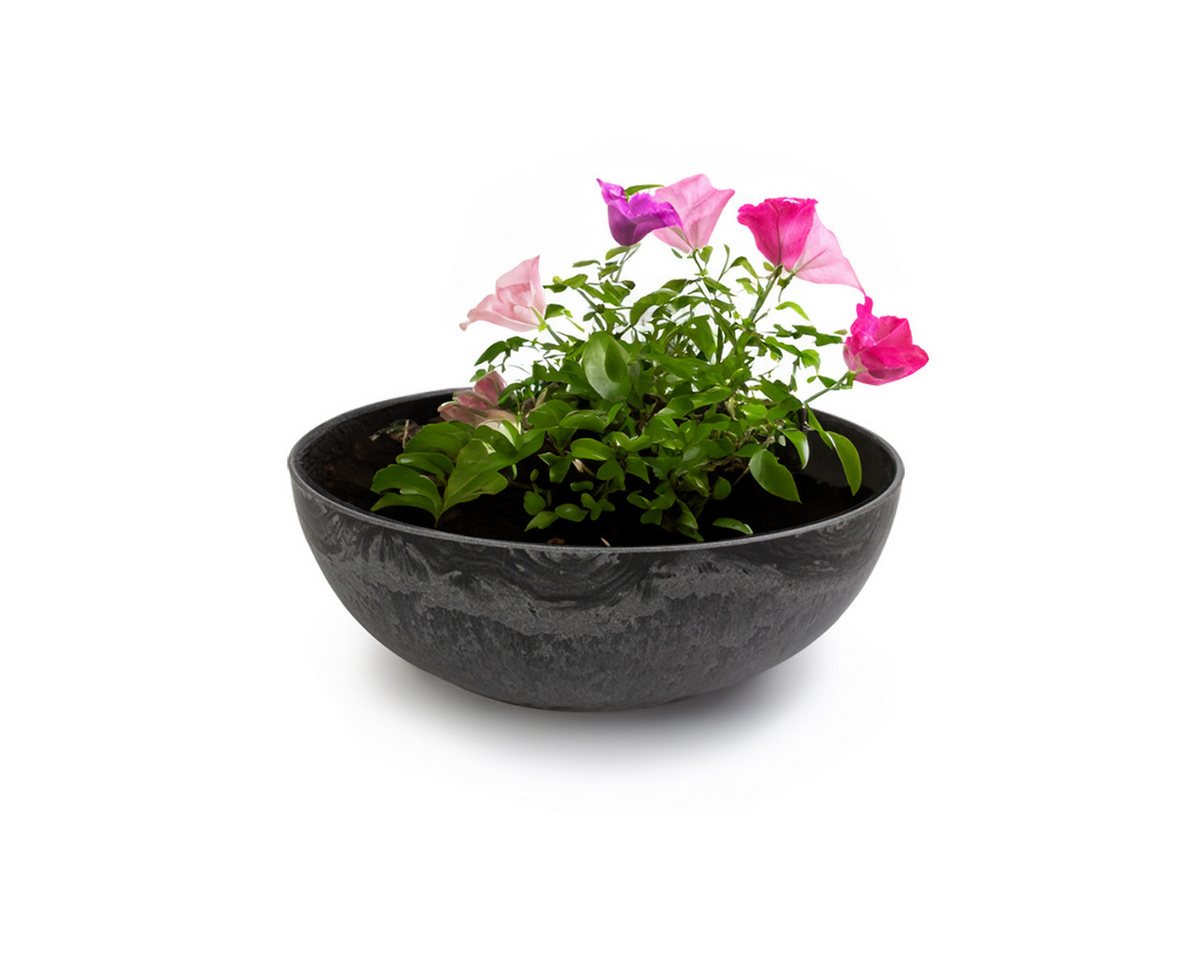 matches21 HOME & HOBBY Blumentopf Pflanzschalen für draussen Vintage Dekoschalen rund schwarz 2x 25 cm (2 St), Blumen-Schale als wetterfeste Friedhof-Schale Grab-Schmuck Grabschale Bild 3