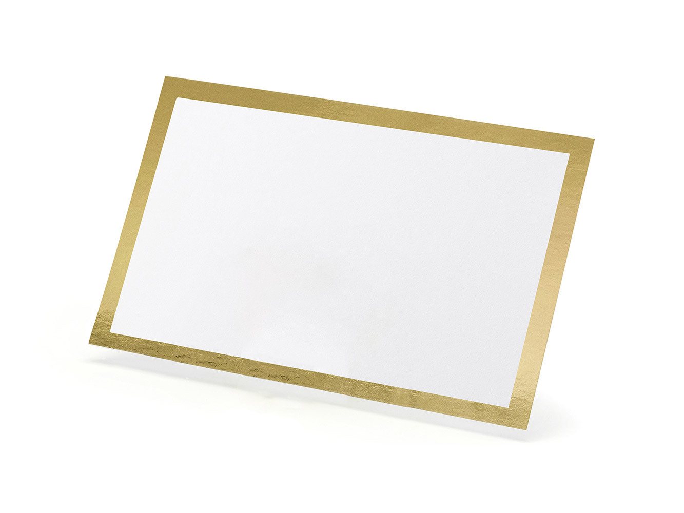 partydeco Papierdekoration, Tischkarten Goldrand 9,5x5,5cm blanko 10 Stück weiß gold Bild 3