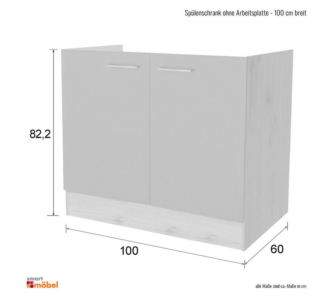 Flex-Well Spülenunterschrank Spülenunterschrank ohne Arbeitsplatte - 100 cm breit - Hochglanz Weiß Bild 5