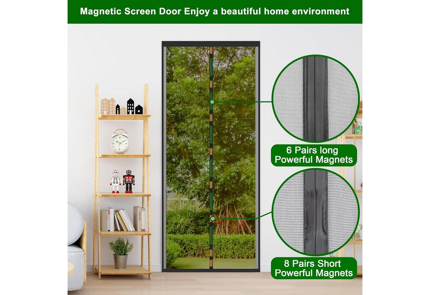 LuxusKollektion Insektenschutz-Vorhang Fliegengitter Tür Magnet Vorhang Insektenschutz Schwarz 80x220cm Bild 3