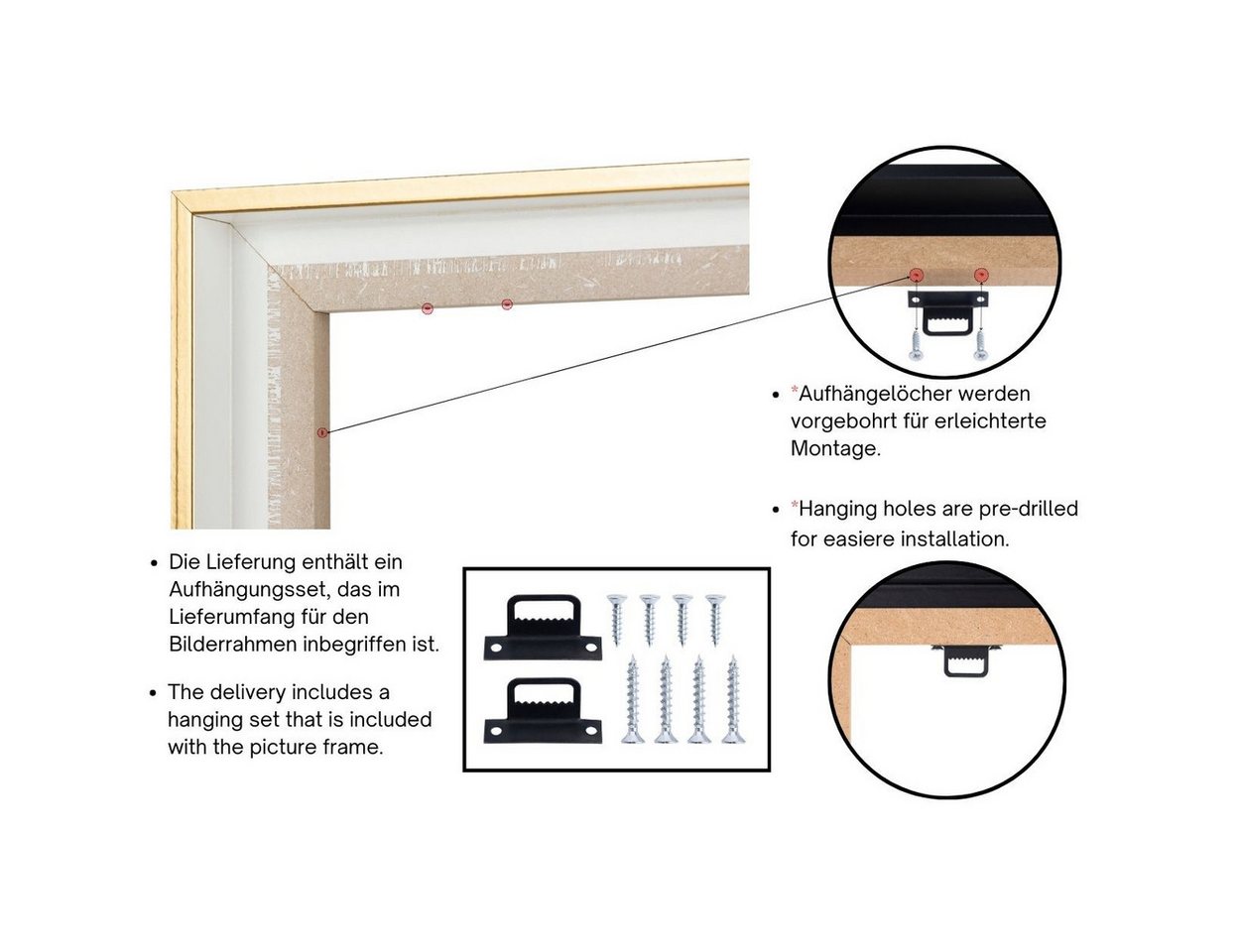 Clamaro Bilderrahmen, Schattenfugenrahmen Keilrahmen Weiß Silber MDF Bilderrahmen CLAMARO Bild 2