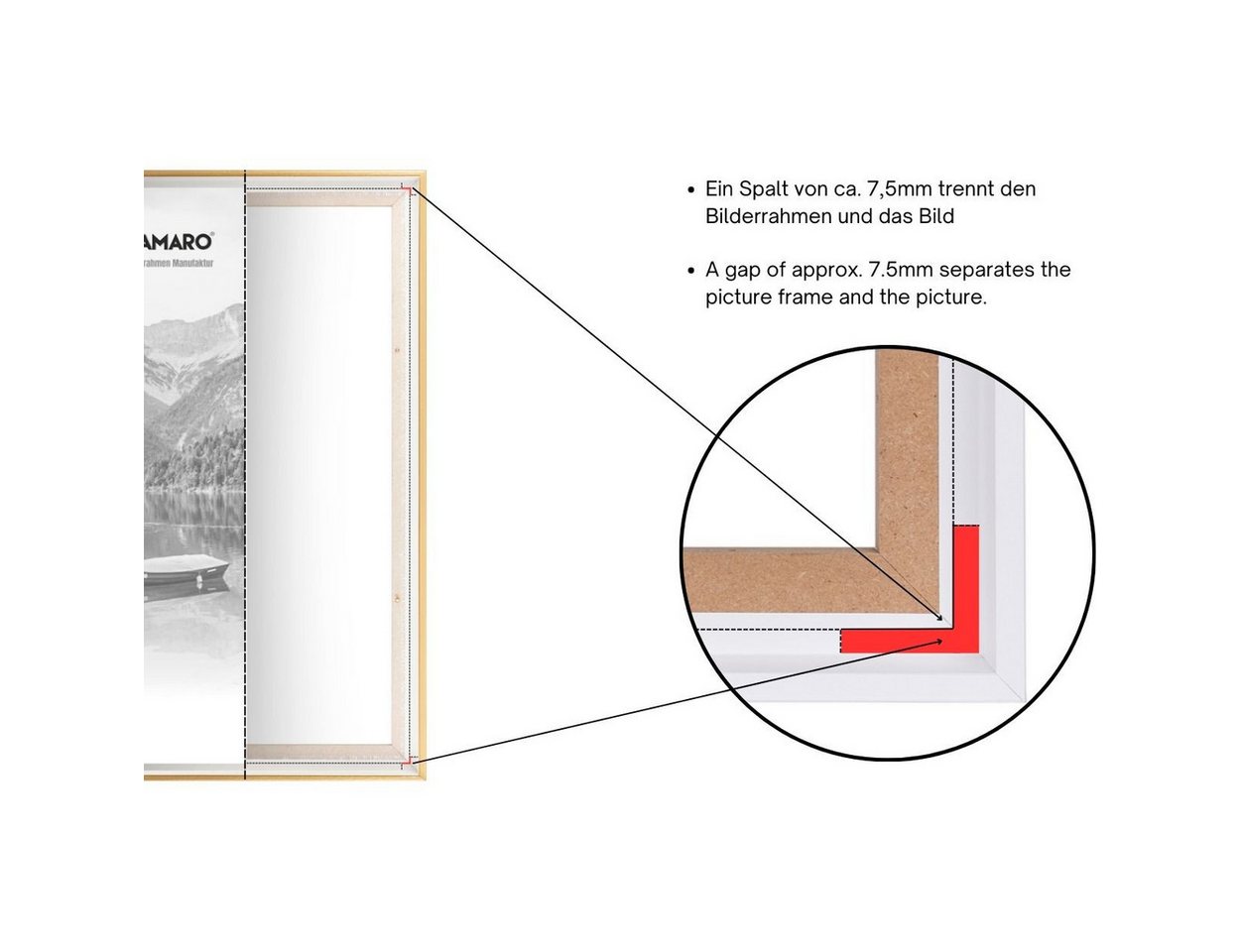 Clamaro Bilderrahmen, Schattenfugenrahmen Keilrahmen Weiß Silber MDF Bilderrahmen CLAMARO Bild 5