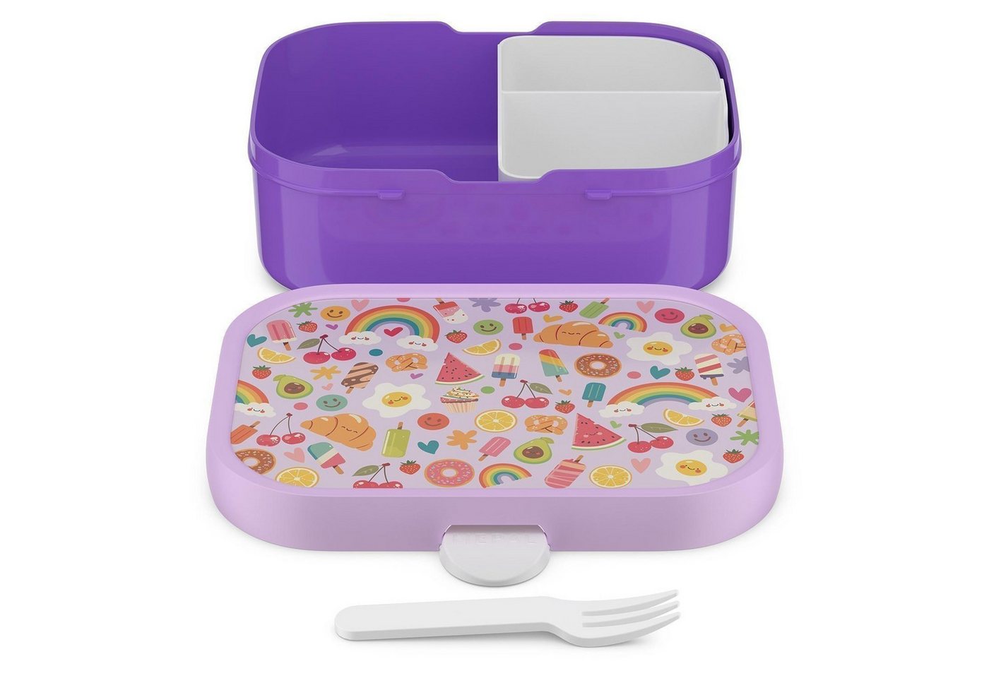 Mepal Lunchbox Brotdose CAMPUS, Füllinhalt 750 ml, Lila, Kunststoff, Kunststoff, B 18 cm x T 13 cm, inkl. Gabel und Bento-Einsatz Bild 3