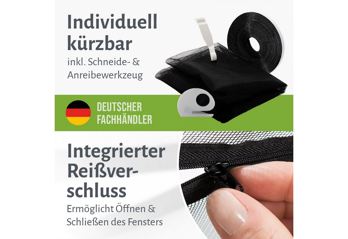 empasa Insektenschutz-Fensterrahmen Dachfenster, (3-St), Fliegengitter mit Klettband und Reißverschluss Bild 4