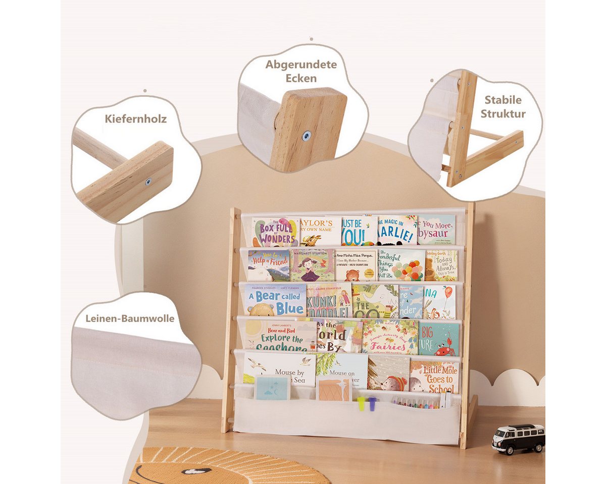 CAVEEN Bücherregal, 5 Ebenen, Kinder-Bücherregal Offenes Aufbewahrungsregal Bild 2