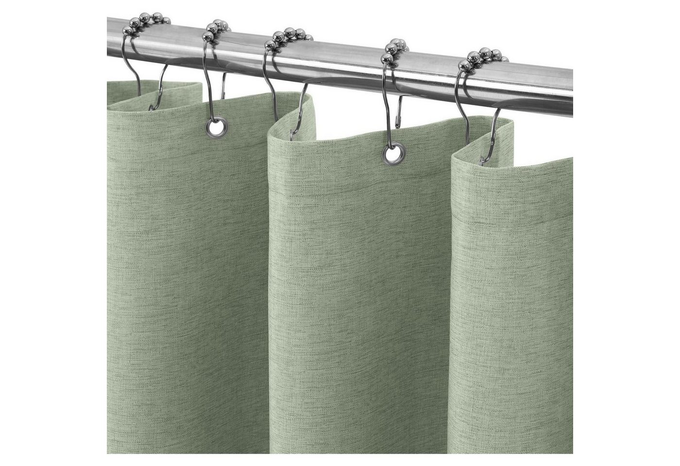 LuxusKollektion Duschvorhang Duschvorhang Metallringe Leinen - Salbeigrün H182 x B122 cm (1er Pack) Bild 5