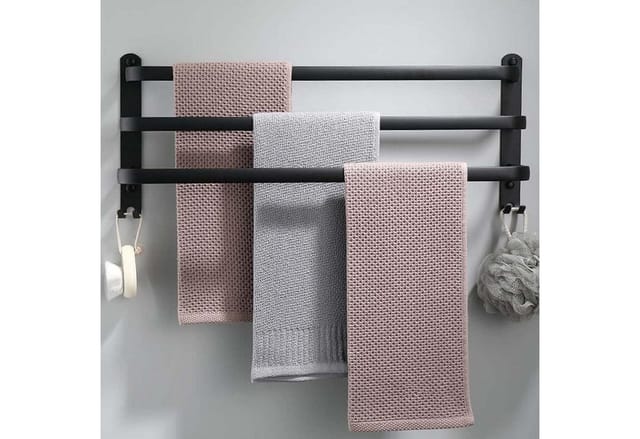 LuxusKollektion Handtuchstange Handtuchhalter 60CM Ohne Bohren Schwarz Wand Bad Schwarz 01 60CM