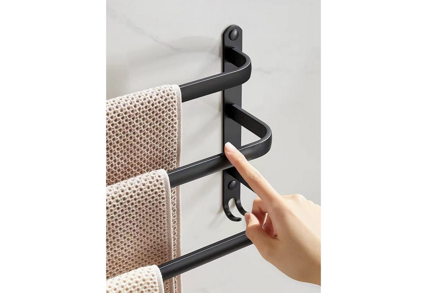 LuxusKollektion Handtuchstange Handtuchhalter 60CM Ohne Bohren Schwarz Wand Bad Schwarz 01 60CM Bild 3