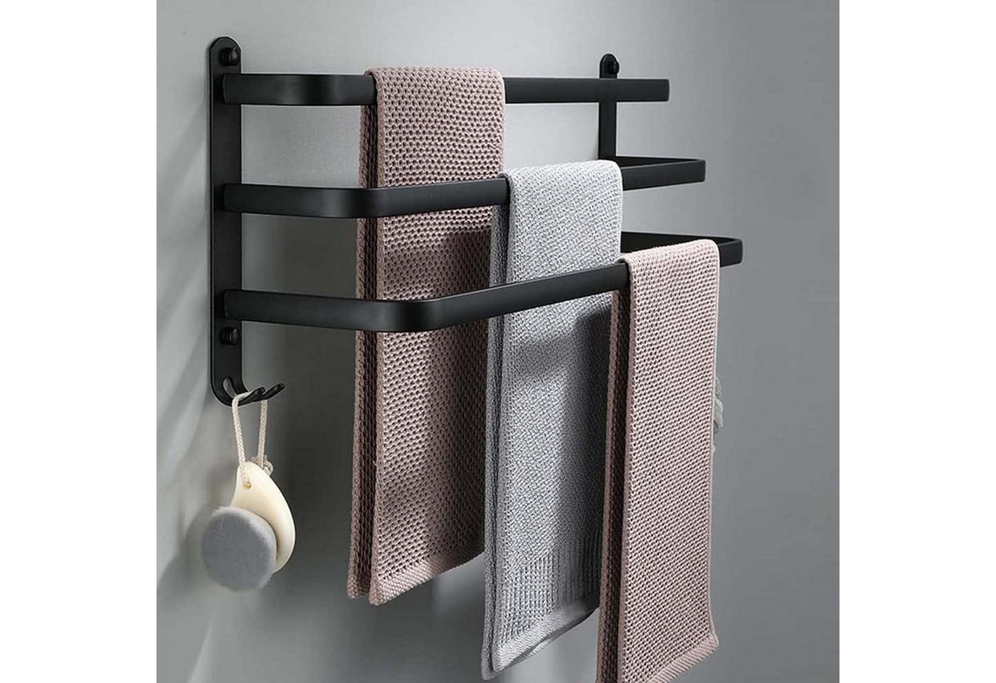 LuxusKollektion Handtuchstange Handtuchhalter 60CM Ohne Bohren Schwarz Wand Bad Schwarz 01 60CM Bild 4