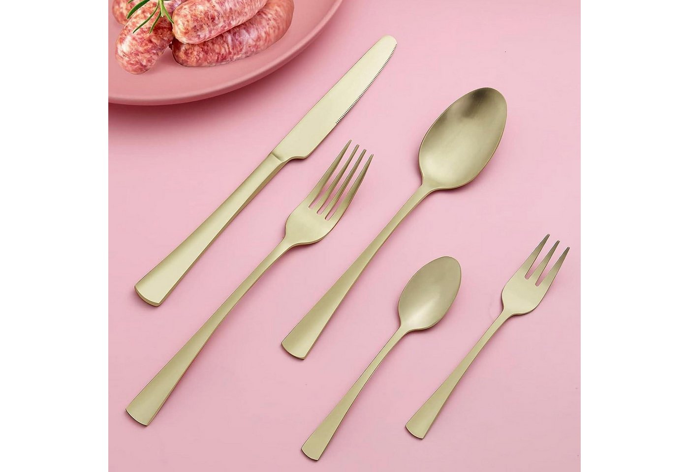 LuxusKollektion Besteck-Set Besteck 6 Edelstahl Gold Messer Champagner Matt 30 Teilig 30 teilig