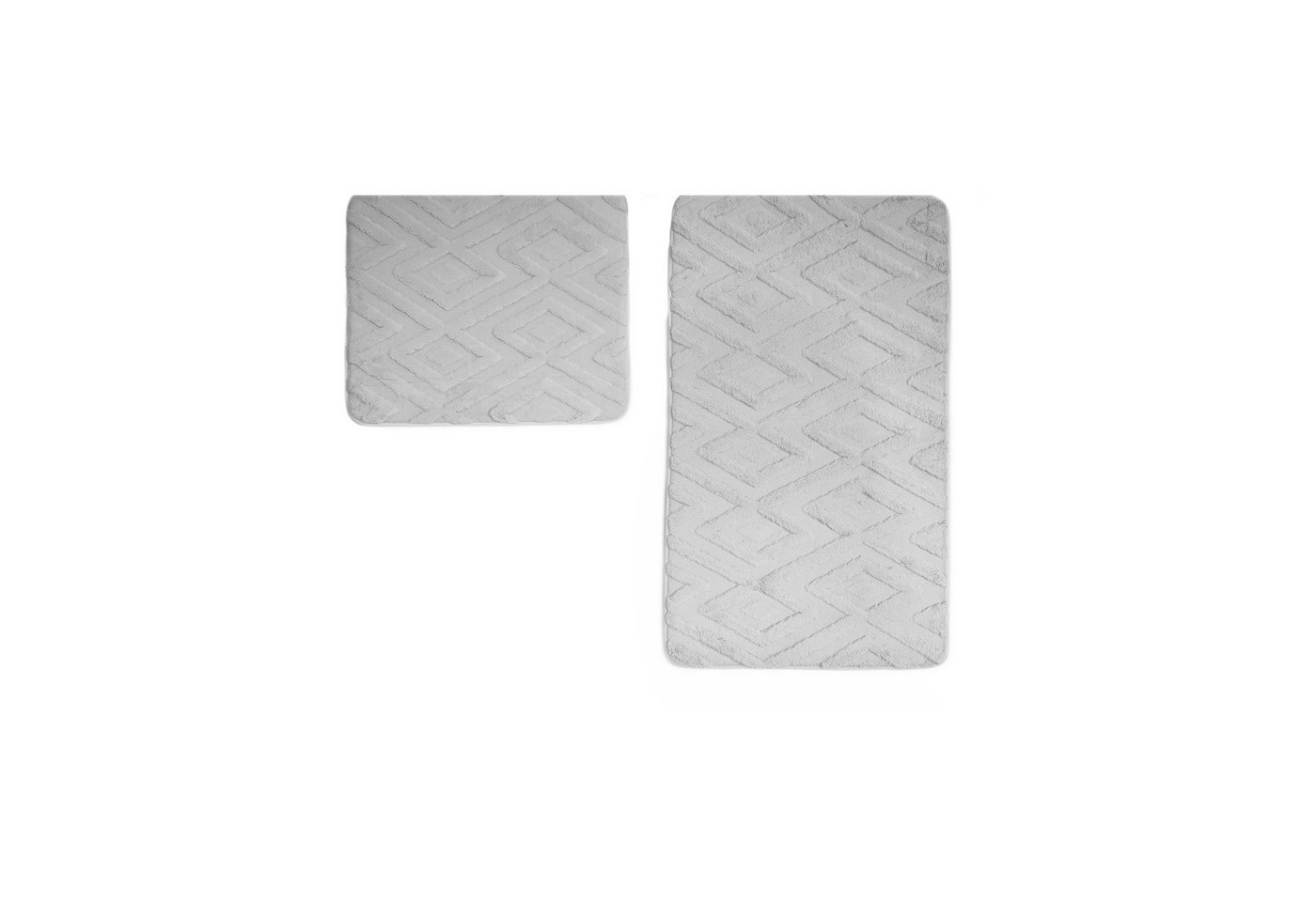 Almina Badematte Elegance WC-Set mit Diamant-Jaquard-Struktur - 2-tlg Badematten-Set, rutschhemmend beschichtet, 100% Polyester, Rechteckig, Badteppich: 100 x 60 cm, WC-Vorleger: 60 x 50 cm Bild 3