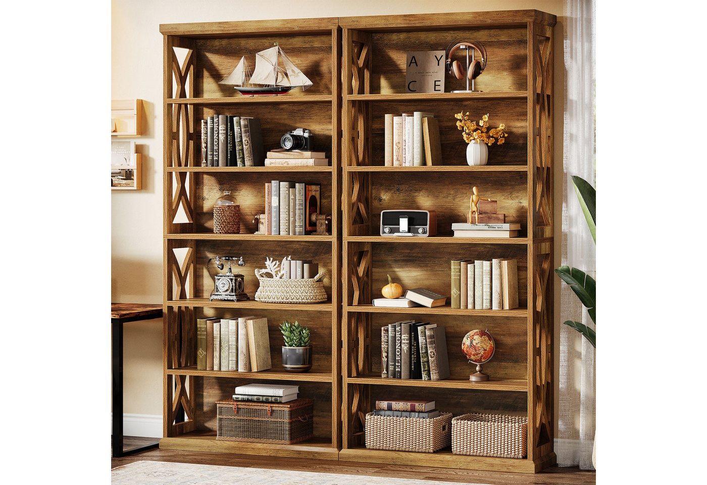 Tribesigns Bücherregal 6 Ebenen, 180 cm Hohes Industrielles Regal Für Wohnzimmer & Büro Bild 4