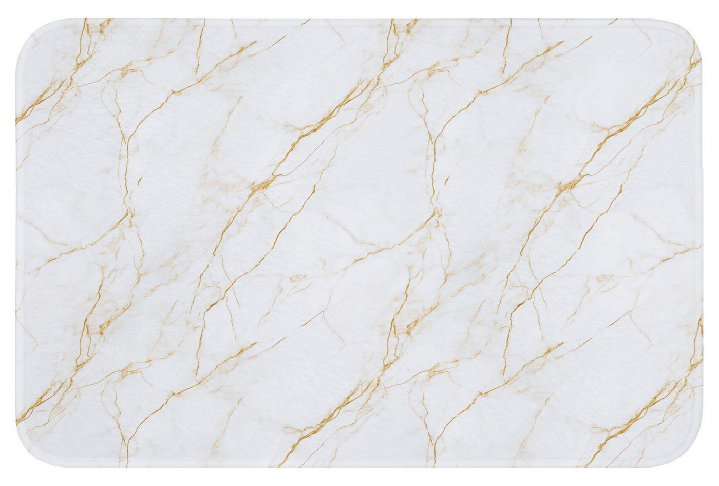 OnlyWow Badematte Weiß - Marmor - Gold - Luxuriös, Höhe 10 mm, Polyester, Rechteckig, Badezimmerteppich, Badteppich, Rutschfest, Badvorleger, Waschbar Bild 4