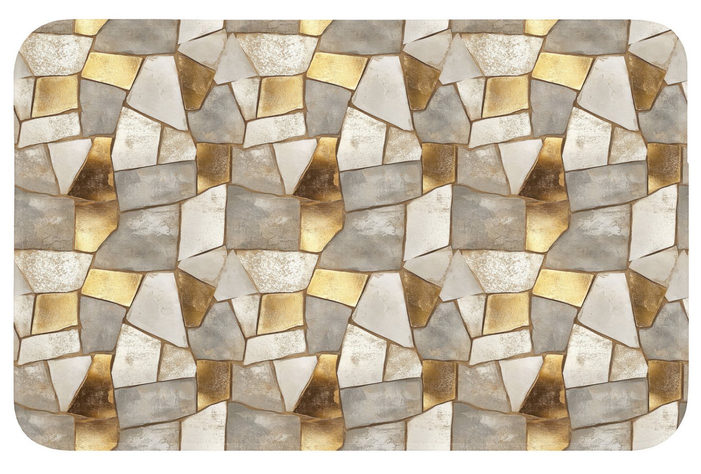 OnlyWow Badematte Mosaik - Marmor - Gold, Höhe 10 mm, Polyester, Rechteckig, Badezimmerteppich, Badteppich, Rutschfest, Duschvorleger, Duschmatte Bild 5