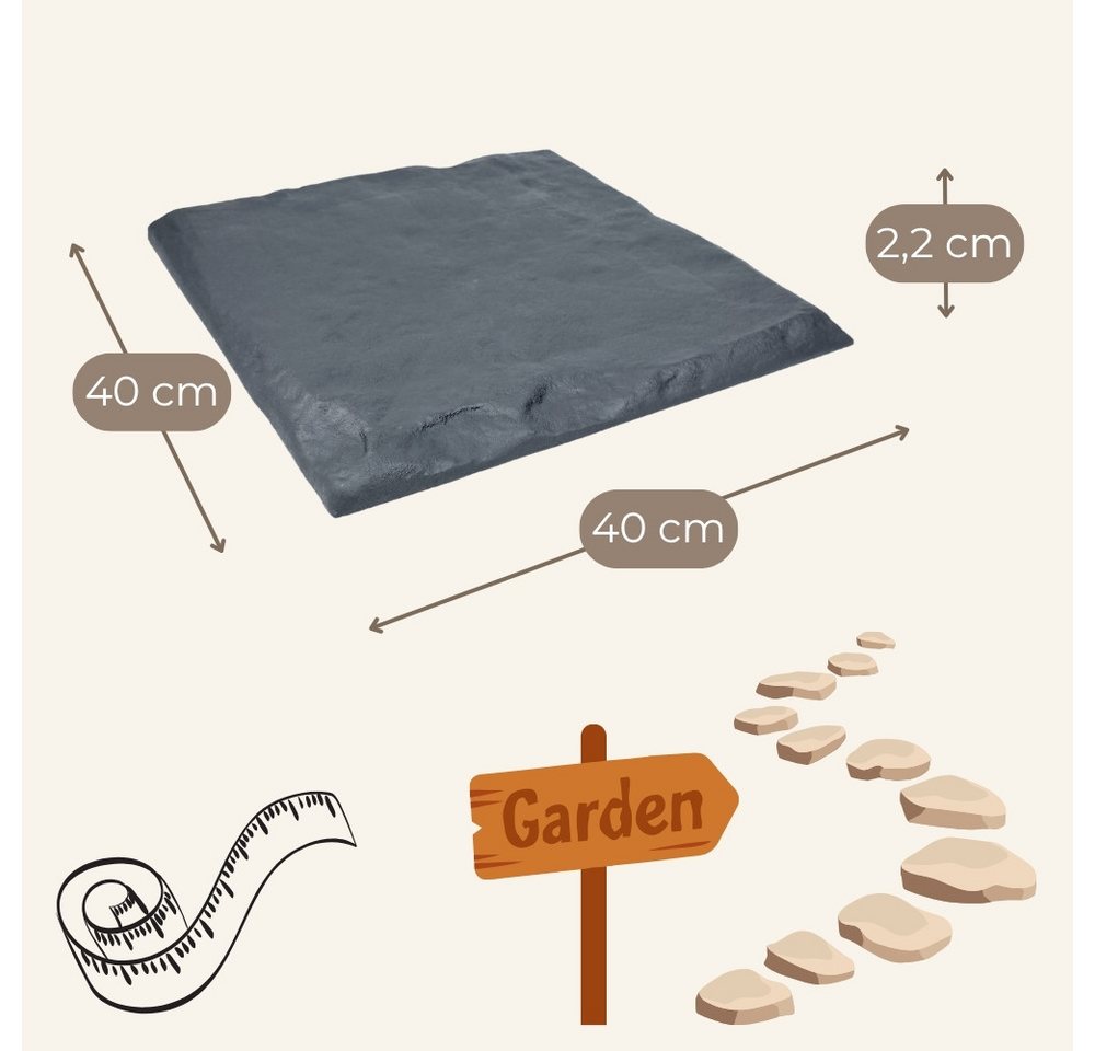 GarPet Klickfliesen 8er Set Trittplatten Garten Gehwegplatten Kunststoff 40x40 Trittsteine