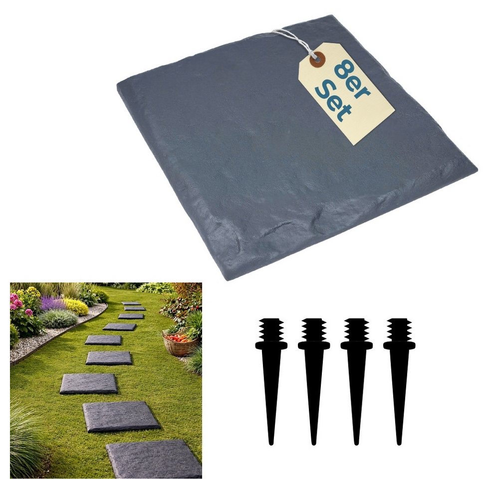 GarPet Klickfliesen 8er Set Trittplatten Garten Gehwegplatten Kunststoff 40x40 Trittsteine Bild 2