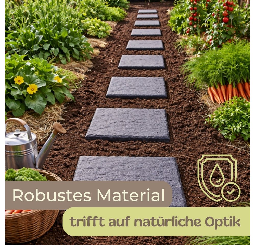GarPet Klickfliesen 8er Set Trittplatten Garten Gehwegplatten Kunststoff 40x40 Trittsteine Bild 3