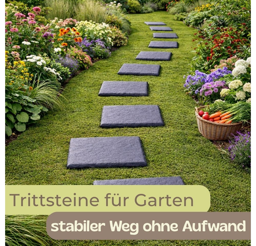 GarPet Klickfliesen 8er Set Trittplatten Garten Gehwegplatten Kunststoff 40x40 Trittsteine Bild 5