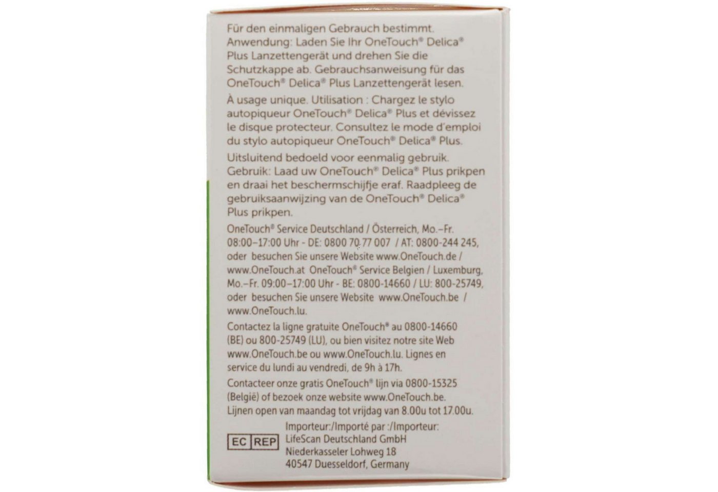 One Touch Blutzucker-Teststreifen ONE TOUCH Delica Plus Nadellanzetten 100St PZN 14817354 Bild 4