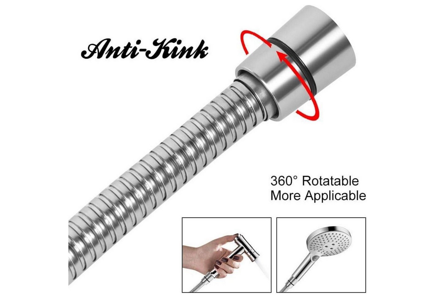 LuxusKollektion Brauseschlauch Duschschlauch Edelstahl Verdrehschutz Hochdruck Chrom 2m Bild 5
