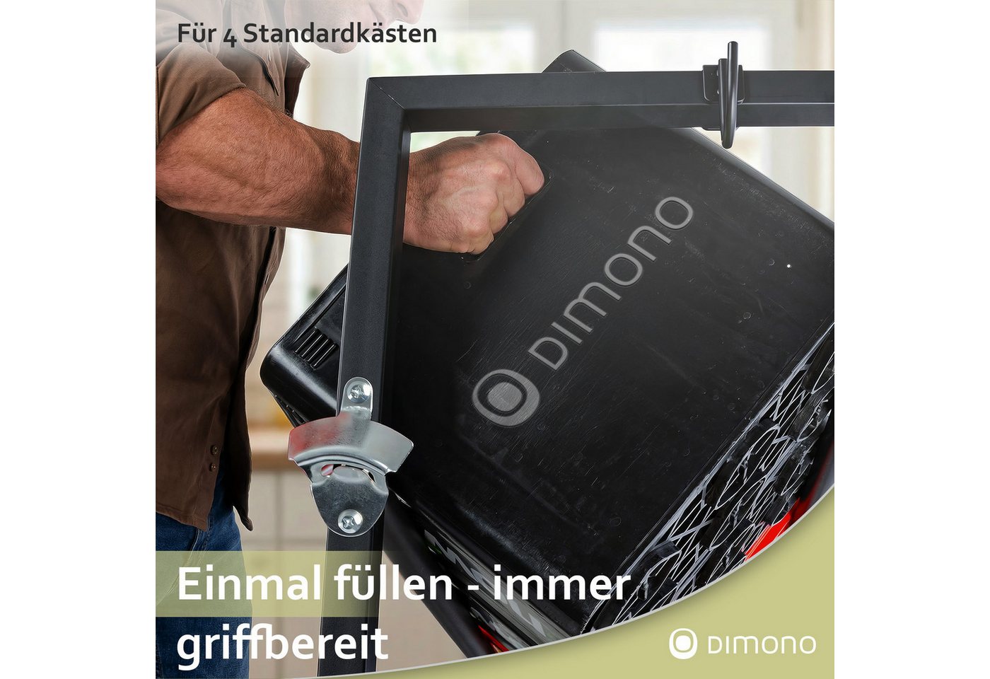 Dimono Flaschenregal Rollbares Getränkekistenregal aus Metall, Aufbewahrung für Bier, Wasser & Limonade Bild 5