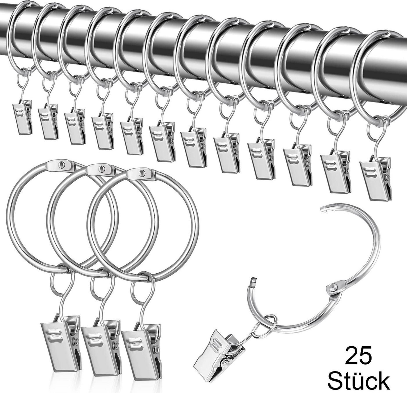 FELIXLEO Gardinenring Metall Vorhangringe Gardinenringe mit Clips Ringe, (1-St) Bild 2