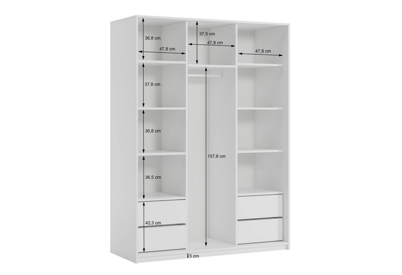 Masseno Schwebetürenschrank VARO 150 cm Kleiderschrank mit Spiegel 3 Türen Eiche Sonoma Bild 5