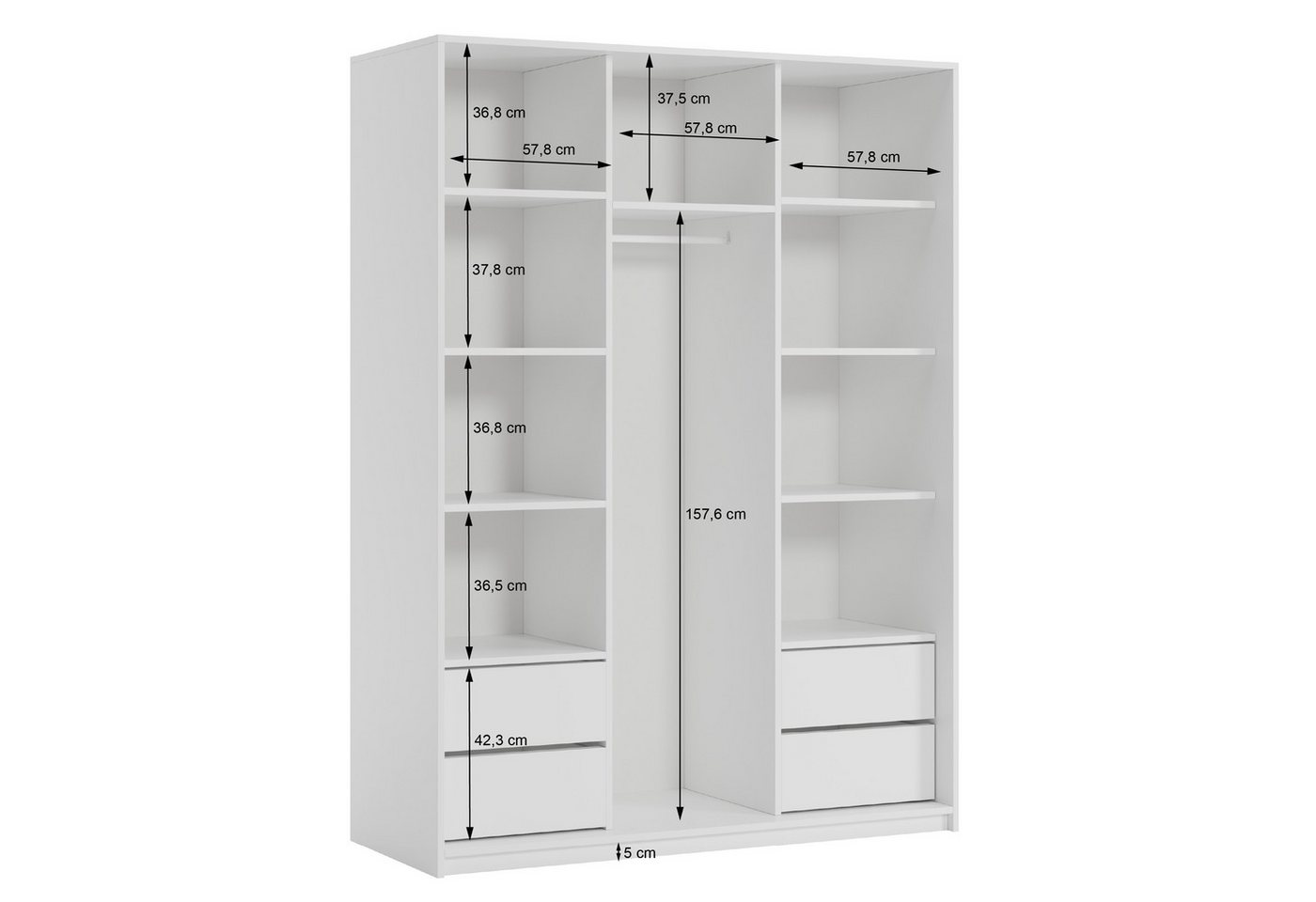 Masseno Schwebetürenschrank TAVI 180 cm Kleiderschrank mit Spiegel 3 Türen Eiche Wotan Bild 5