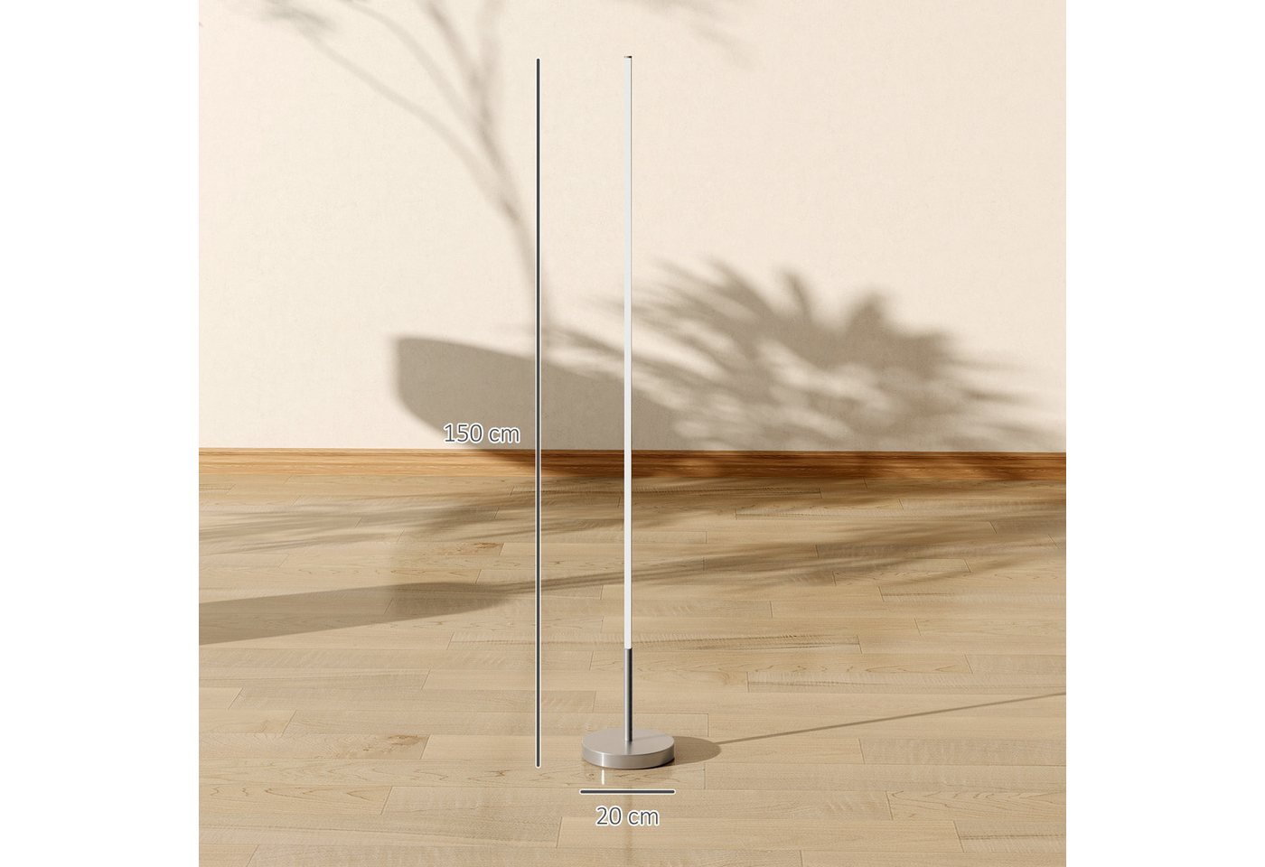 HOMCOM Stehlampe Wohnzimmer Stehlampe mit Fußschalter, Dimmfunktion, Farbwechsel, mehrere Helligkeitsstufen, Timer, LED fest integriert, Farbwechsler, Warmweiß, Kaltweiß, Moderner, dimmbarer LED-Stehleuchte mit Fernbedienung Bild 3