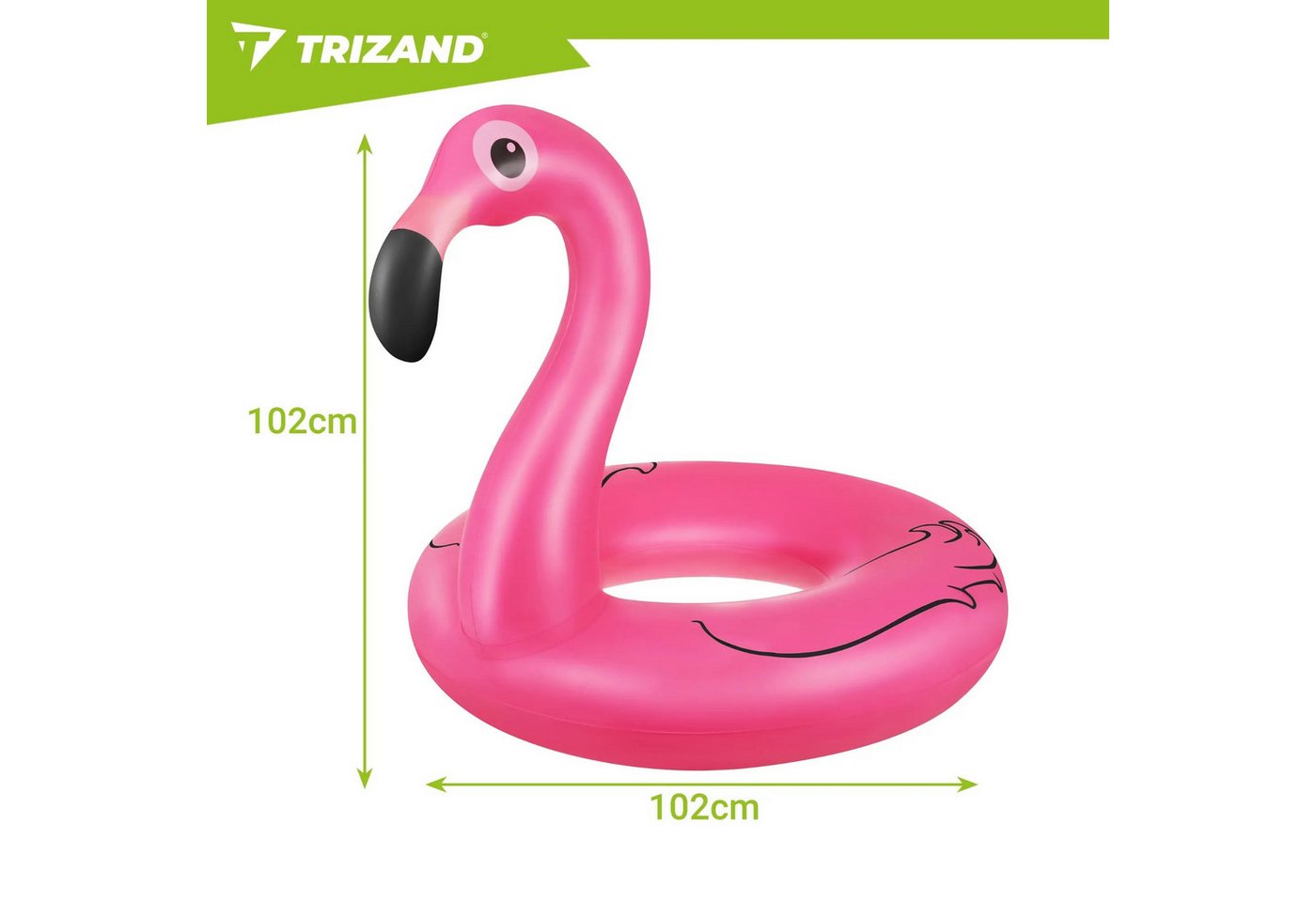 Trizand Luftkissen Schwimmring Schwimmreifen Flamingo, Spar-Set, 1-tlg., Ø 102 cm auffällig, 102 cm, bis 150 kg, Kunststoff, Flamingo-Design
