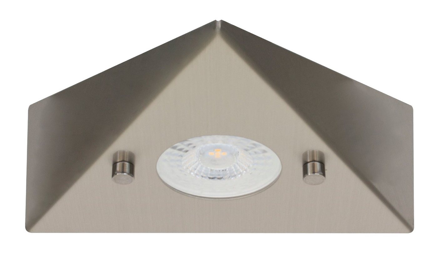 TRANGO LED Unterbauleuchte, 1er Erweiterungsset 6739-12 LED-Küchenunterbauleuchte *COOK* LED Einbauleuchte - Einbaustrahler aus Edelstahl inkl. 1x 4,8 Watt LED Modul 3000K warmweiß - direkt 230 Volt - beliebig erweiterbar, Schalter - Dreieckleuchte – Schrankleuchte Bild 2