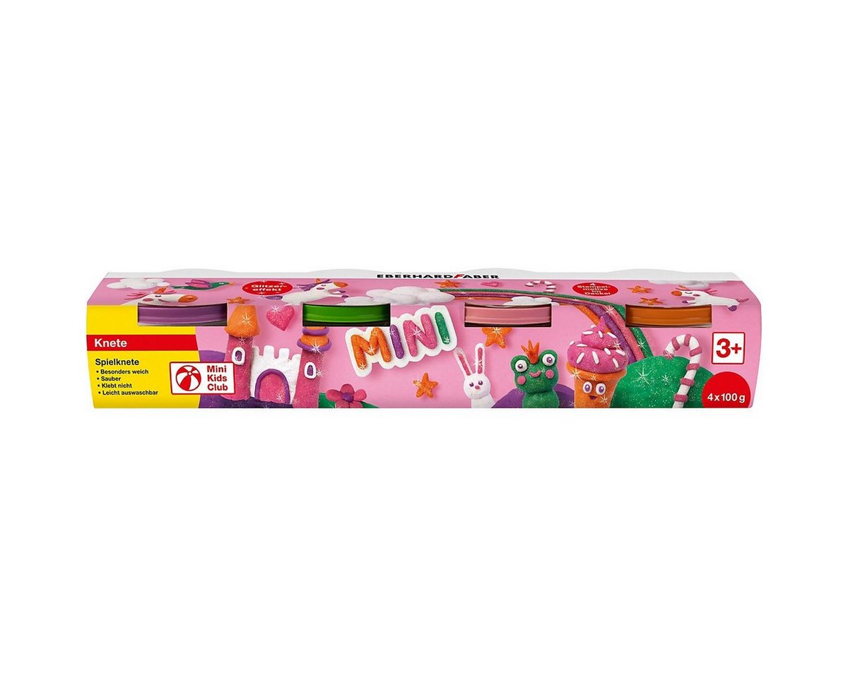 Eberhard Faber Knete Spielknete Glitzereffekt grün, rosa, lila, orange - 4x 100g Bild 4