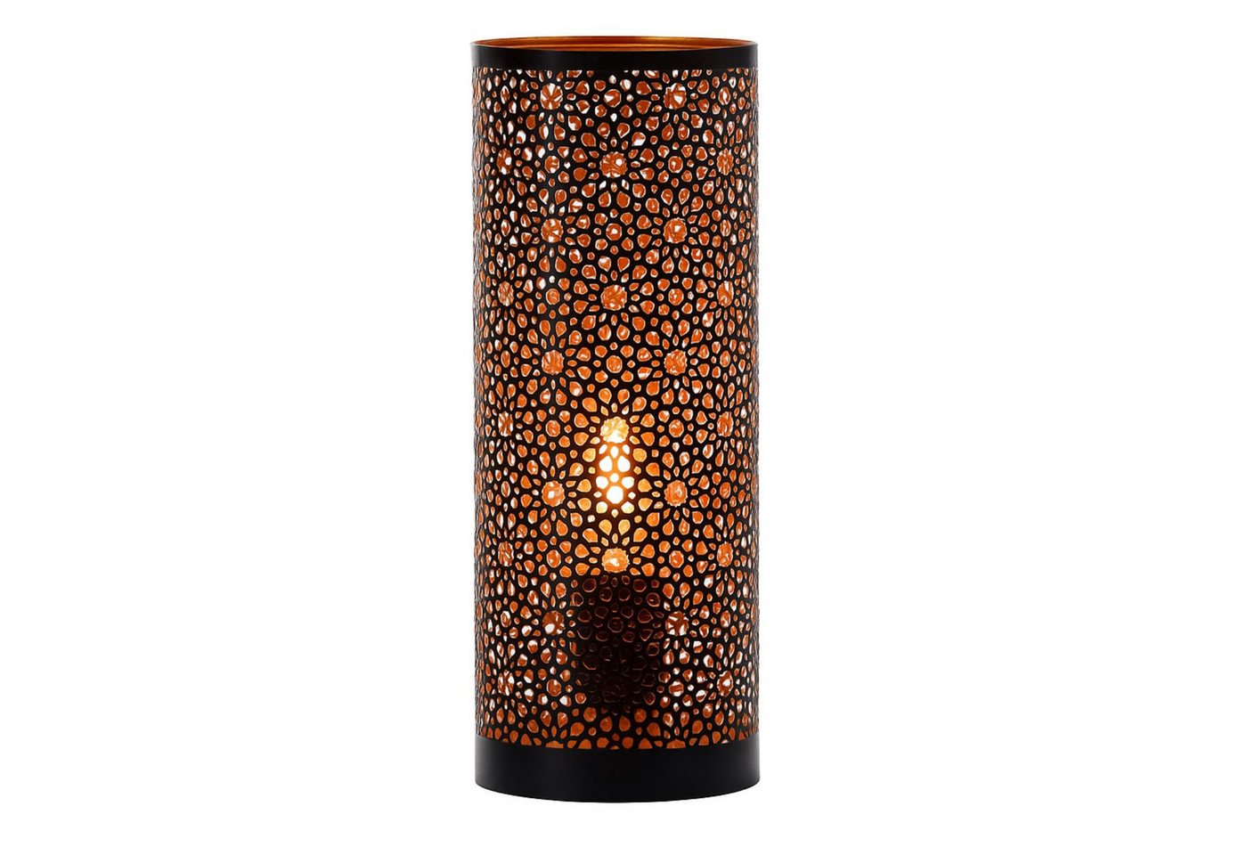 Marrakesch Orient & Mediterran Interior Nachttischlampe Orientalische Tischlampe Naziha Lampe aus Metall in Schwarz-Gold 30 cm, Handarbeit