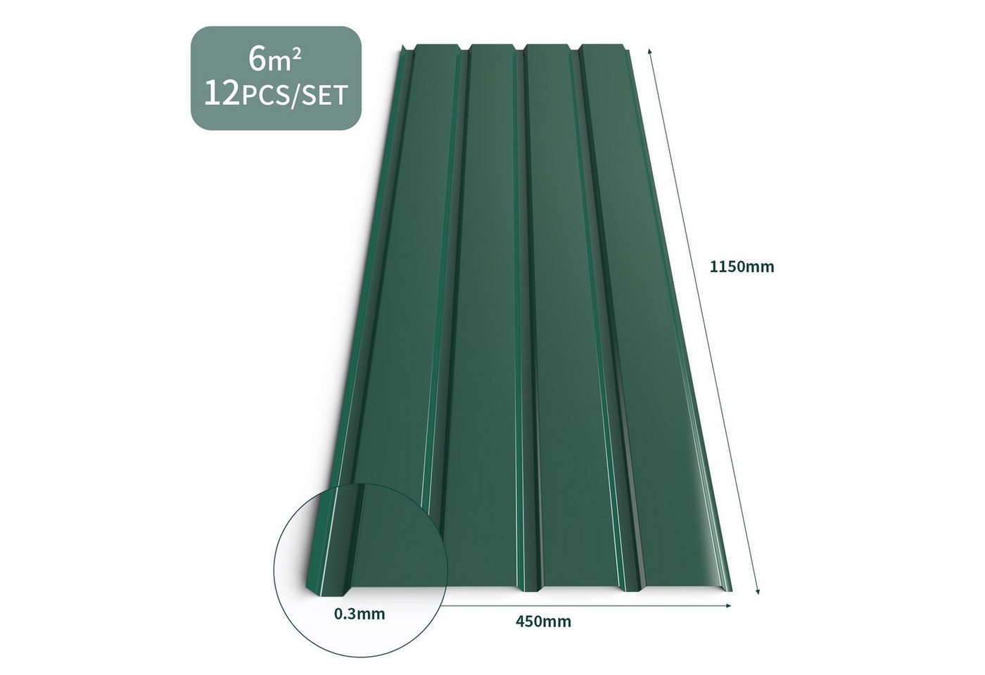 Mondeer Wellplatte Dachplatten(12-tlg), (12-St), 12x Trapezblech 115cm x 45cm verzinkt Profilblech Dachblech