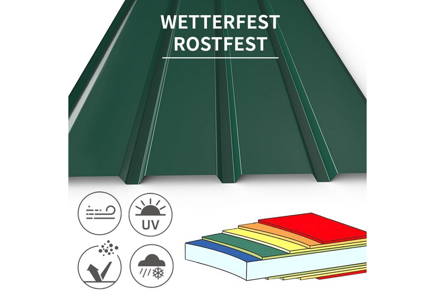 Mondeer Wellplatte Dachplatten(12-tlg), (12-St), 12x Trapezblech 115cm x 45cm verzinkt Profilblech Dachblech Bild 3