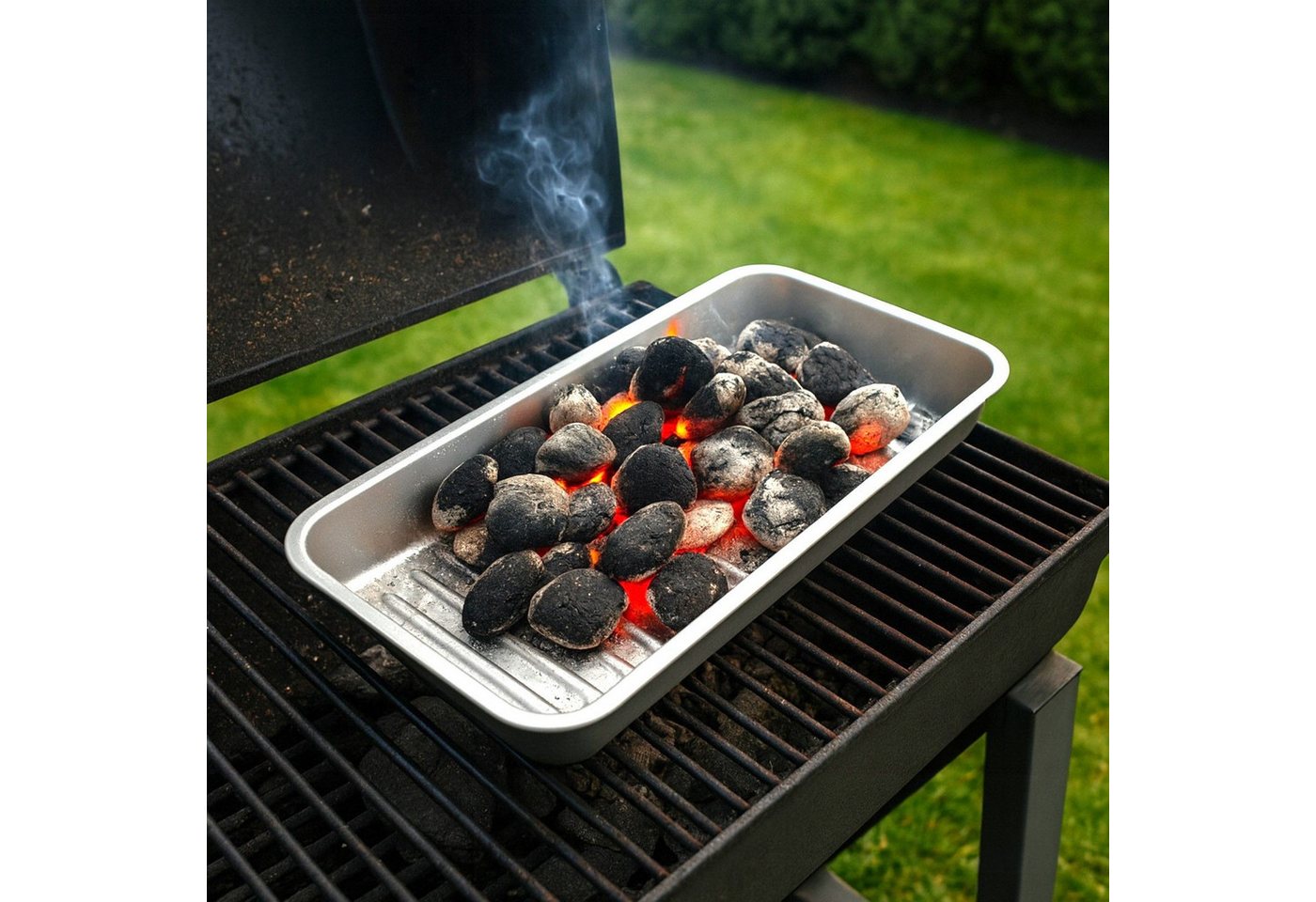 BURI Tropfschale Grillschale Kohleschale Universal Fettwanne 66x27cm Alu Auffangschale Bild 4