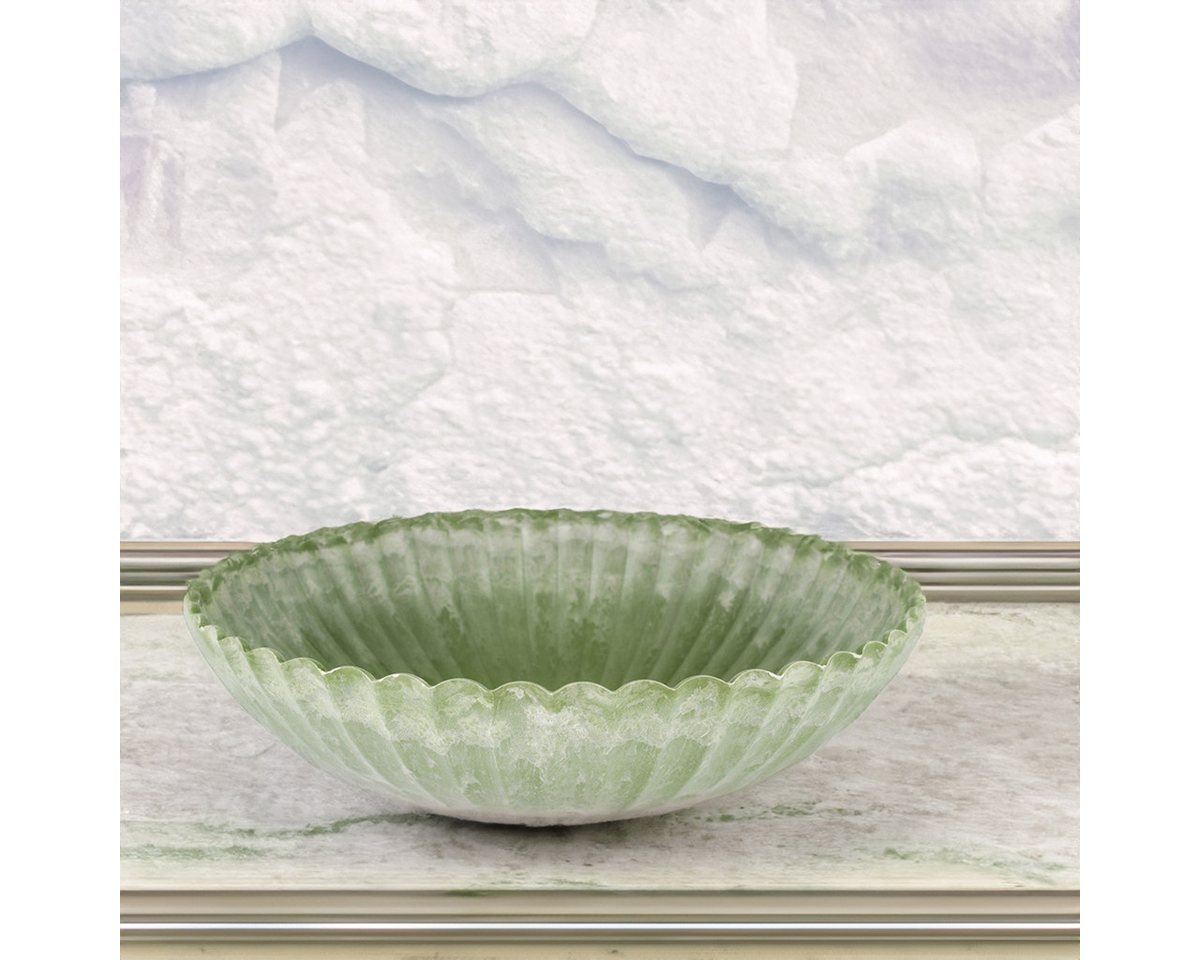 matches21 HOME & HOBBY Blumentopf Pflanzschale für draussen Dekoschale rund grün marmoriert 22 cm (1 St), Blumen-Schale als wetterfeste Friedhof-Schale Grab-Schmuck Grabschale Bild 4