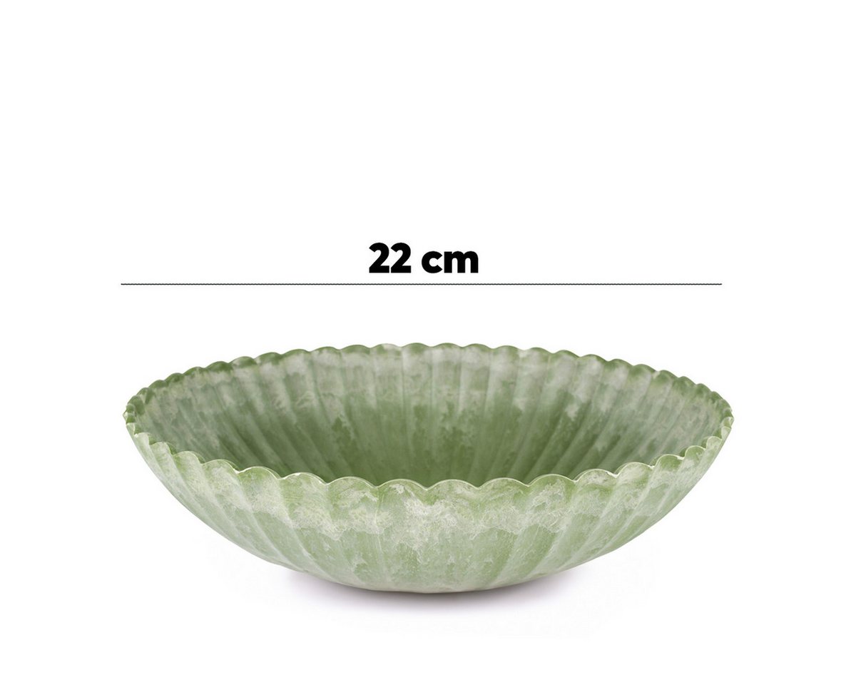 matches21 HOME & HOBBY Blumentopf Pflanzschale für draussen Dekoschale rund grün marmoriert 22 cm (1 St), Blumen-Schale als wetterfeste Friedhof-Schale Grab-Schmuck Grabschale Bild 5