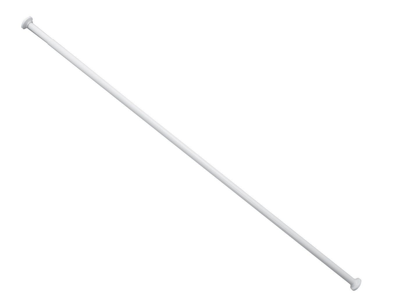 Ekershop Duschvorhangstange Alu Weiß Duschstange 125 - 220 cm Teleskopstange Klemmstange, Ø 20 mm, ausziehbar, kürzbar, geklebt, Aluminium, für Duschvorhang ohne Duschvorhangringe, Antirutsch Pet, ohne Bohren Bild 2