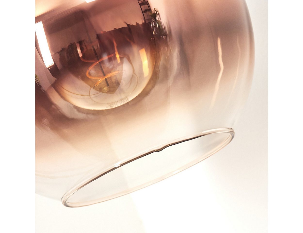 hofstein Bogenlampe Stehlampe aus Metall/Glas in Messing-/Kupferfarben/Klar, ohne Leuchtmittel, Retro/Industrial-Design mit Glasschirm (25cm), Fußschalter, 1 x E27 Bild 5