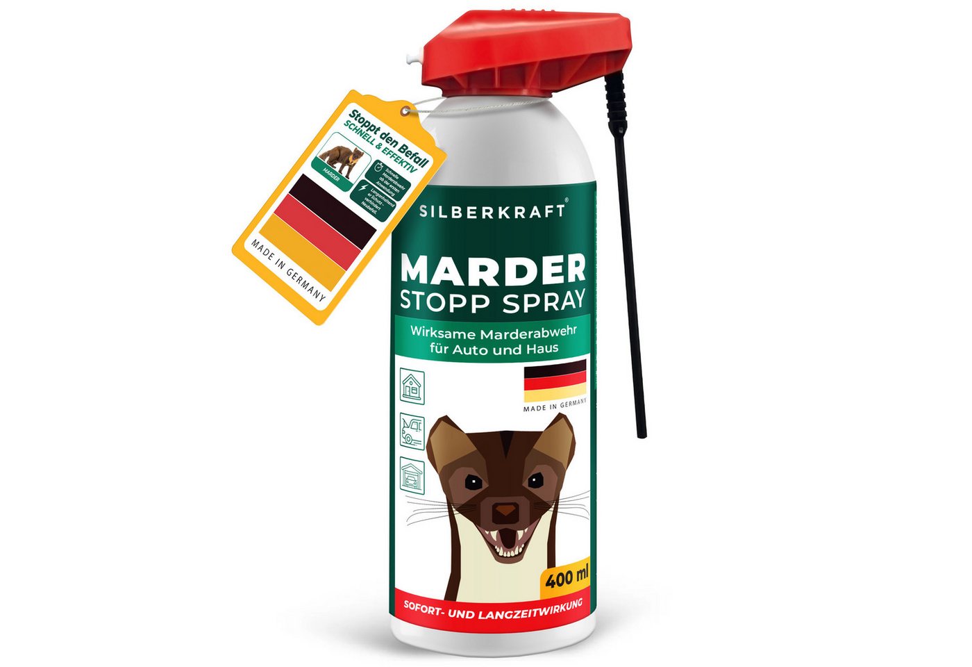 Silberkraft Marderspray Silberkraft Marder Stopp Spray, Sofort- & Langzeitschutz gegen Marder, 400 ml, 1-St., Verhindert Marderbisse an Kabeln & Schläuchen, für Abwehr Bild 5