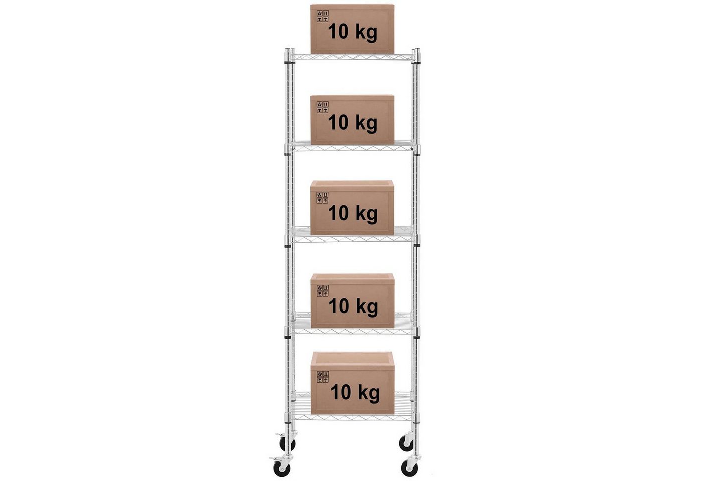 Royal Catering Standregal 60 x 45 x 190 cm Metallregal Gitterregal Steckregal Küchenwagen Rollen, verschiedene Größen Bild 5