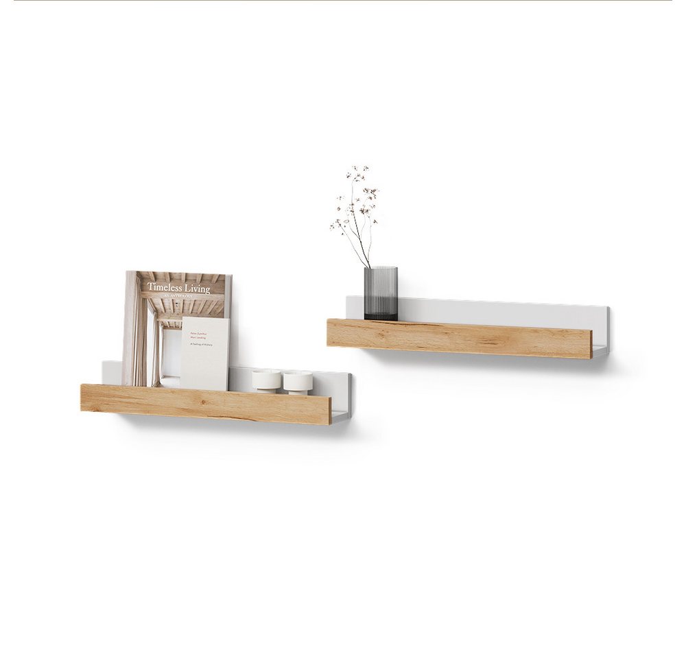 Livinity® Bücherregal Lorena, Weiß/Goldkraft Eiche, 60 x 10 cm 2er Set, 2-tlg. Bild 2