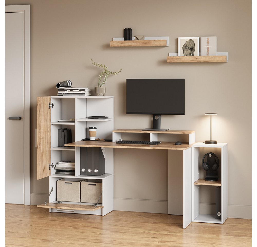 Livinity® Bücherregal Lorena, Weiß/Goldkraft Eiche, 60 x 10 cm 2er Set, 2-tlg. Bild 5